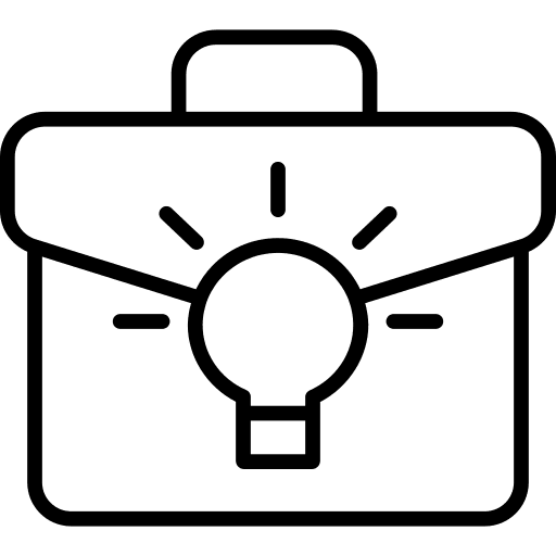 Idea business and finance light bulb briefcase icon