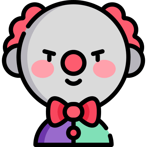 Clown frightening spooky halloween icon