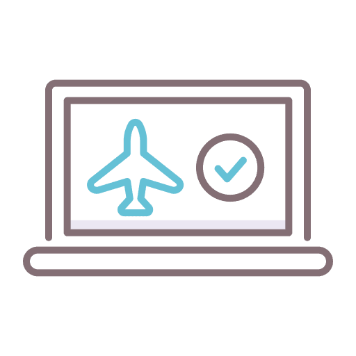 Airline transportation laptop flight icon