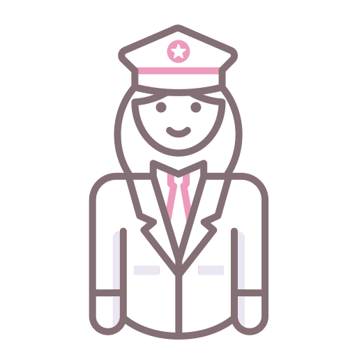 Pilot captain feminine professions and jobs icon