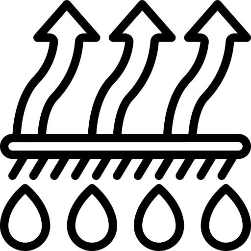 Moisture wicking fabric features sign breathable icon