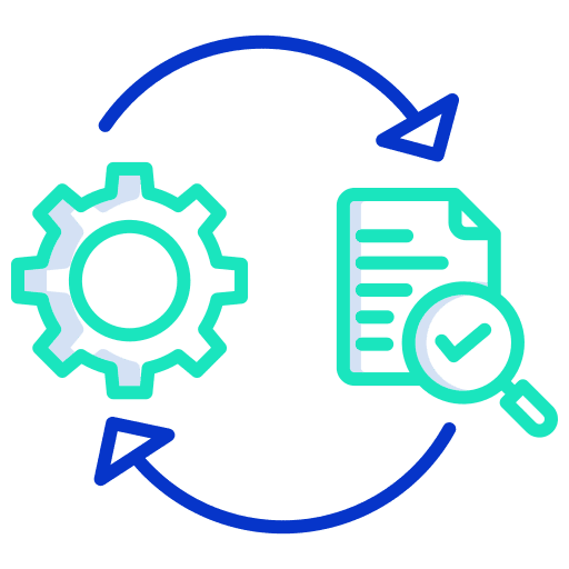 Transfer document cogwheel search icon