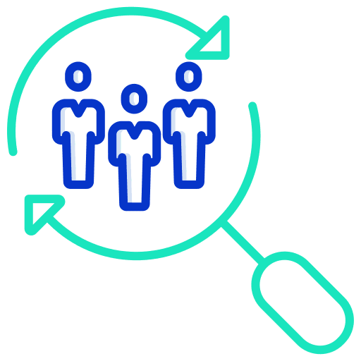 Users searching magnifier staffing icon