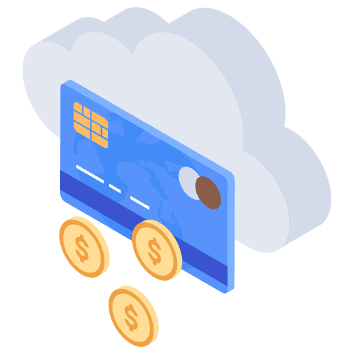 Cloud data cloud computing debit card web development icon
