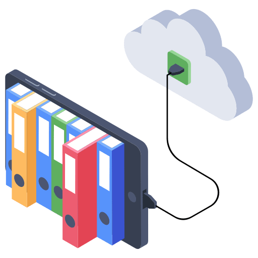 Cloud library computer reading books icon