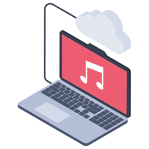 Cloud computing music and multimedia ui data icon