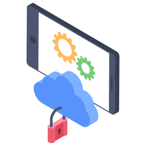 Cloud lock key lock smartphone icon