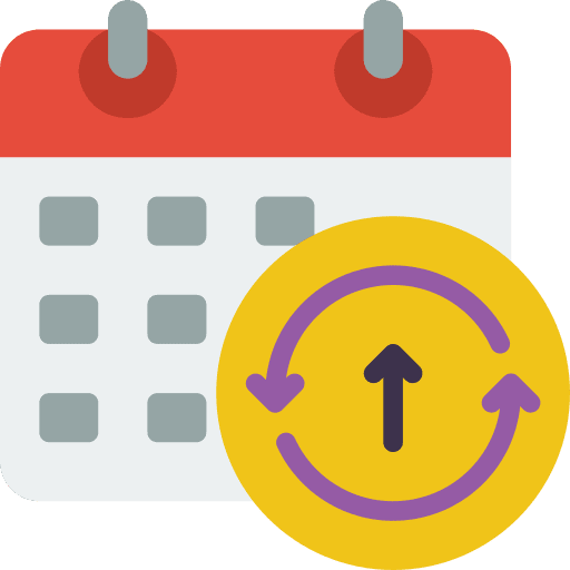Calendar interface update time and date icon