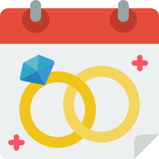 Calendar rings time and date wedding rings icon