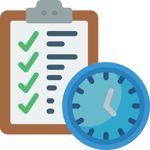 Checklist time and date check mark checking icon