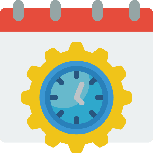 Calendar date gear clock icon