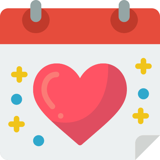 Calendar february time and date romantic icon