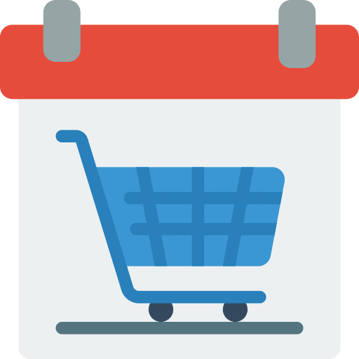 Calendar shopping cart time and date shopping icon