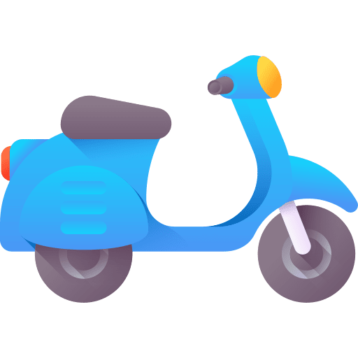 Motorcycle moped transportation architecture and city icon