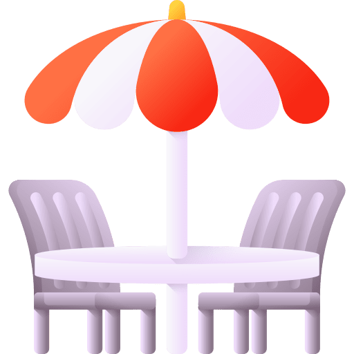 Picnic furniture and household umbrella garden icon