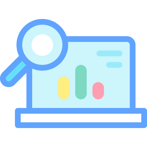 Laptop business and finance data analytics data icon