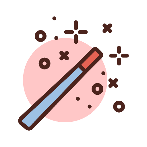 Magic wand tools and utensils miracle witch icon