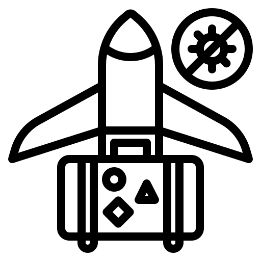 Airplane healthcare and medical coronavirus prohibition icon