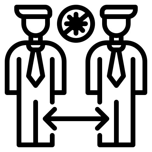 Distance healthcare and medical social distancing men icon