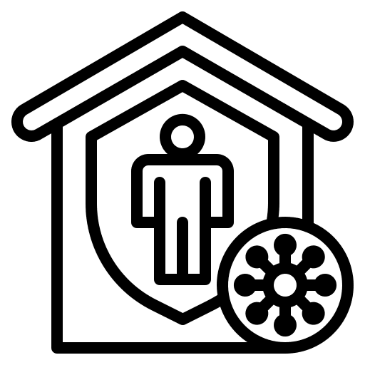 Working at home healthcare and medical home virus icon