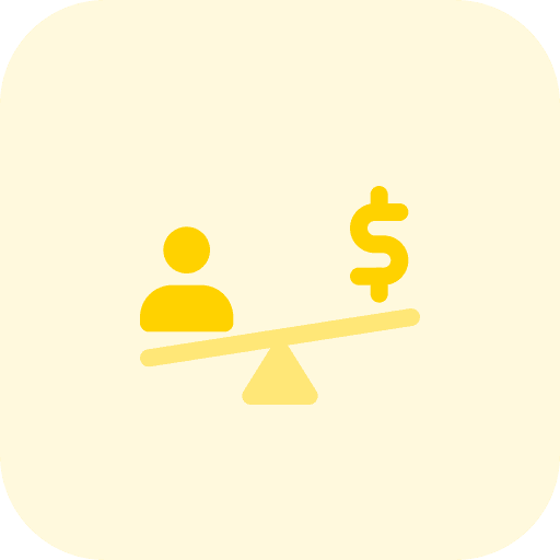 Money sign comparison scale balance icon