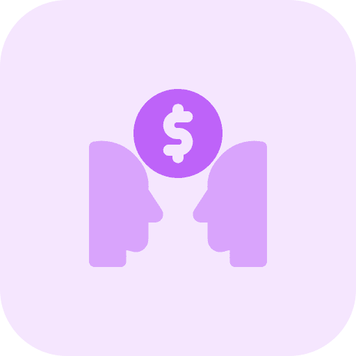 Discuss man dollar symbol business and finance icon