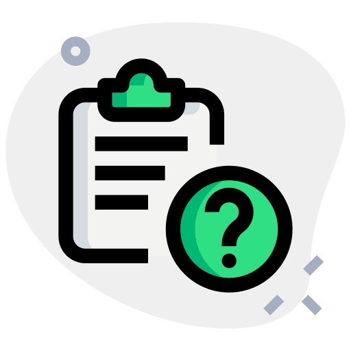 Question mark clipboard pencil record book icon