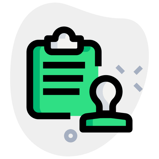 Stamped notes clipboard record book icon