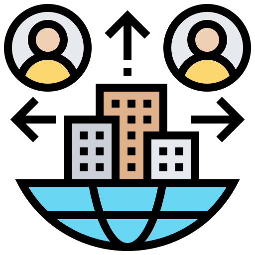 Outsourcing business and finance hiring globalization icon