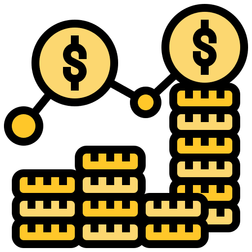 Finance coin graph statistics icon