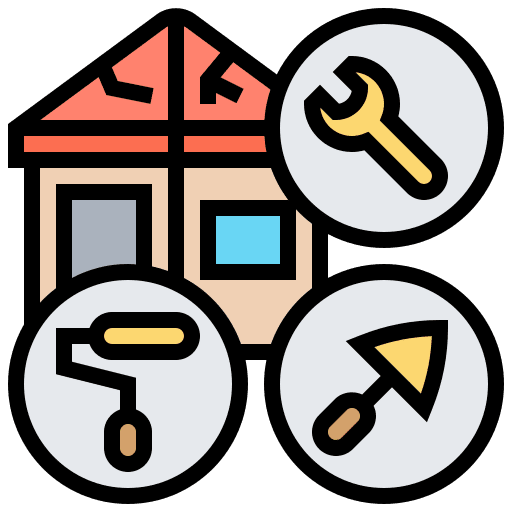 Renovation construction and tools wrench house icon