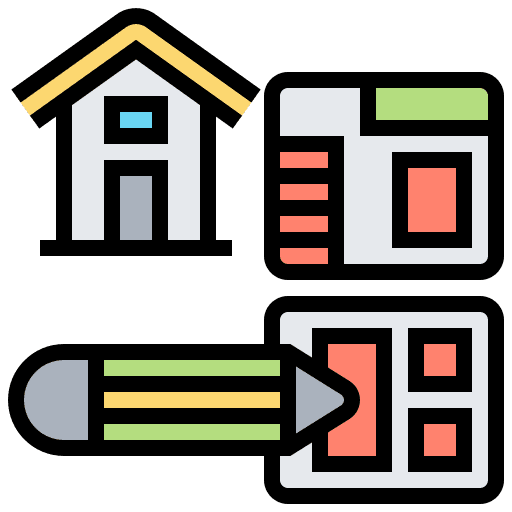 Blueprint architecture and city pencil blueprint icon