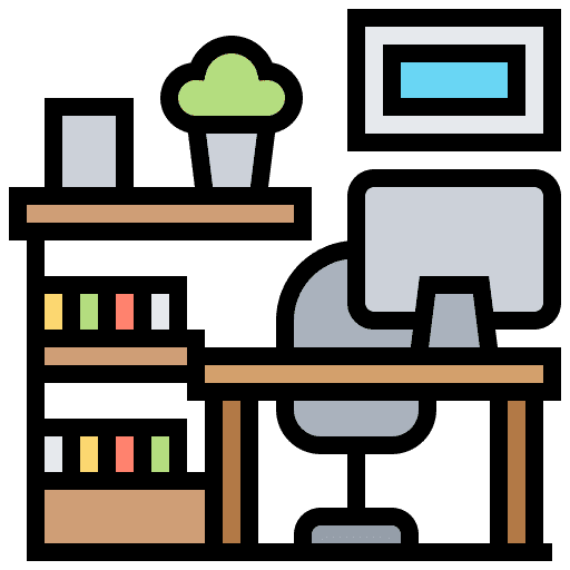 Office furniture and household work structure icon