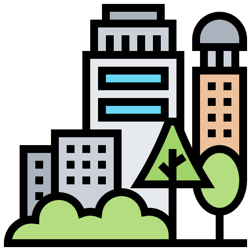 Town city design buildings icon