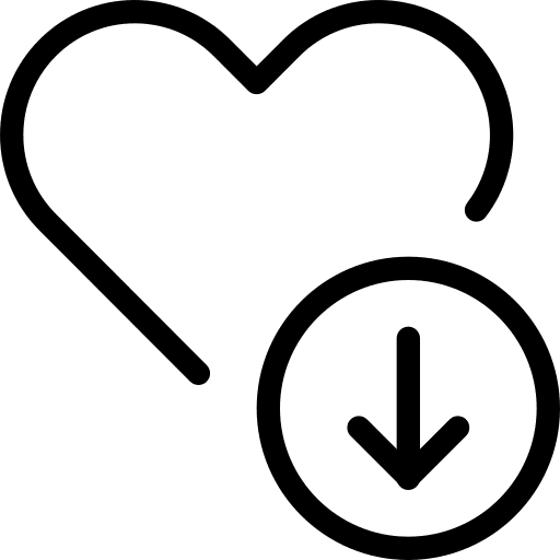 Down arrow heart shapes hands and gestures icon