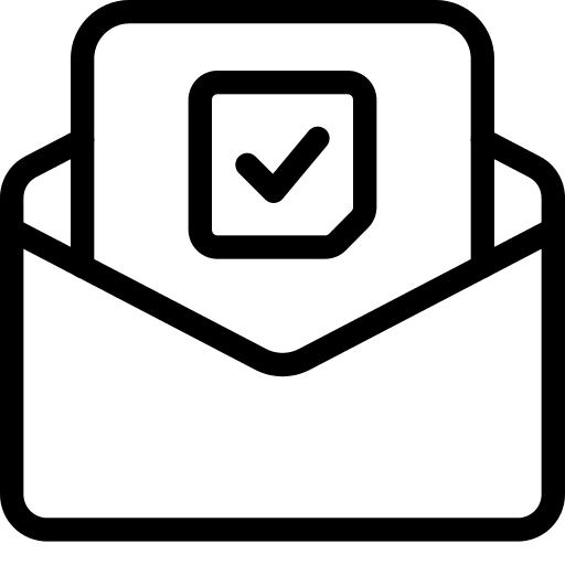 Tick mark mails hands and gestures communications icon