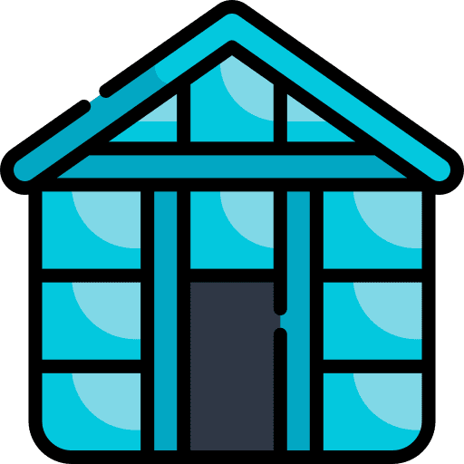 Greenhouse building heat plants icon
