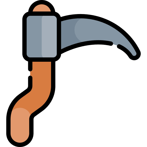 Scythe equipment gardening construction and tools icon