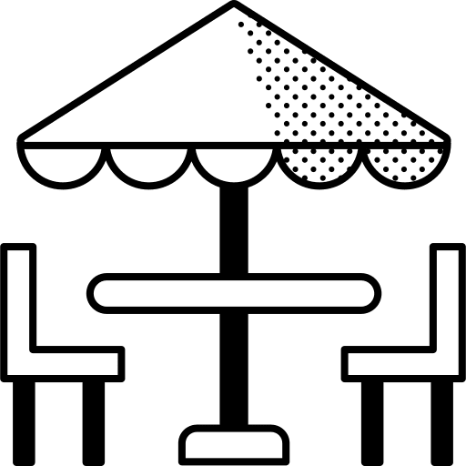 Dinner table sun umbrella outdoor holidays icon