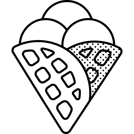 Ice cream waffle food and restaurant sweet food icon