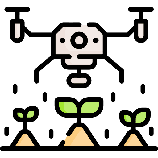 Drone agricultural plant watering icon