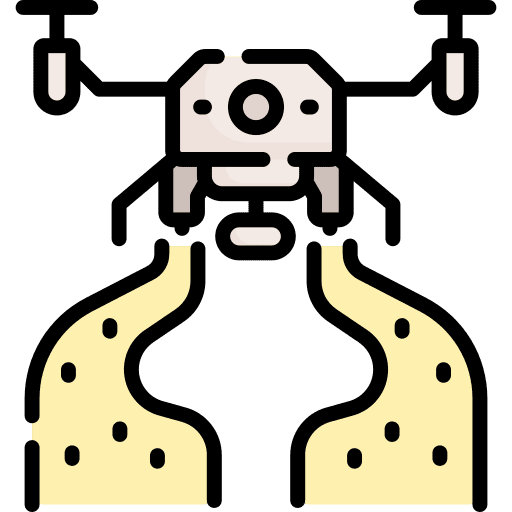 Drone farming and gardening irrigation farm icon