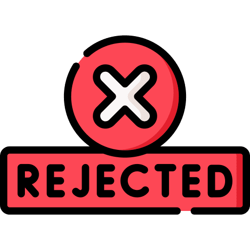 Rejected rejected quality control shipping and delivery icon