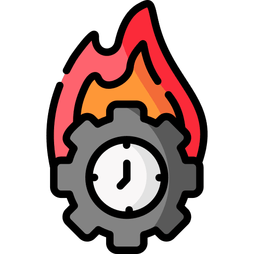 Overtime clock professions and jobs flame icon