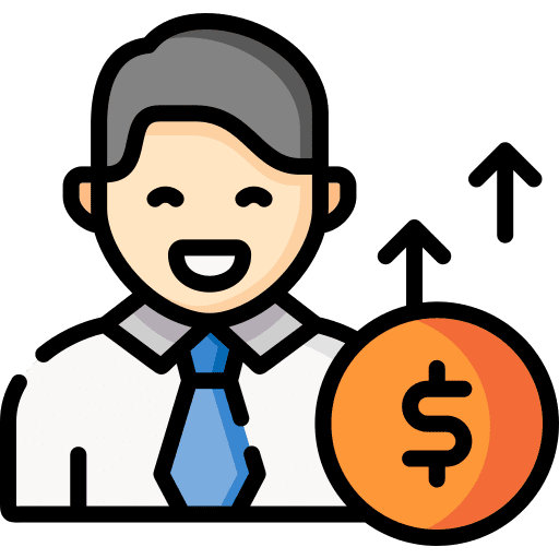Salary raise man up icon