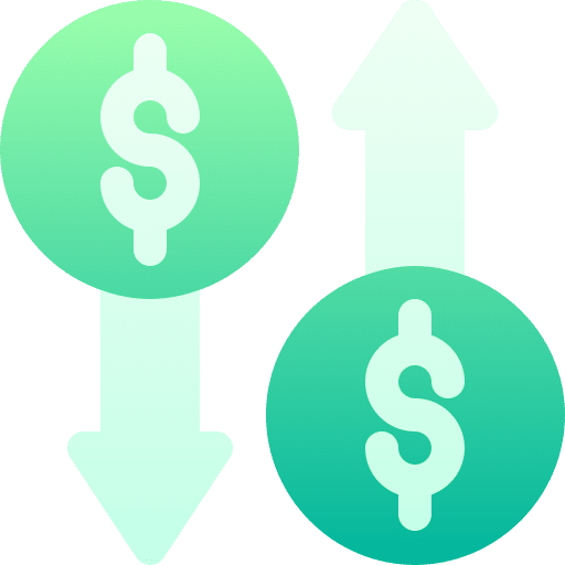 Trading down business and finance trading icon