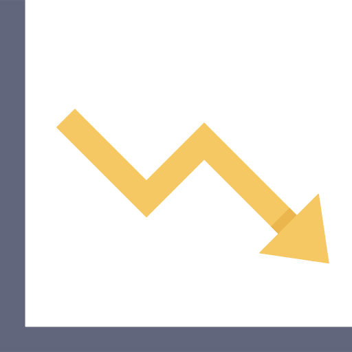 Decrease data analytics down business and finance icon