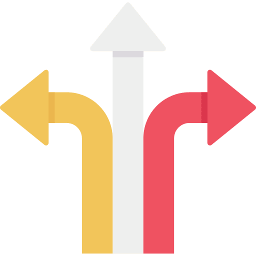 Direction decision making arrow flexible icon