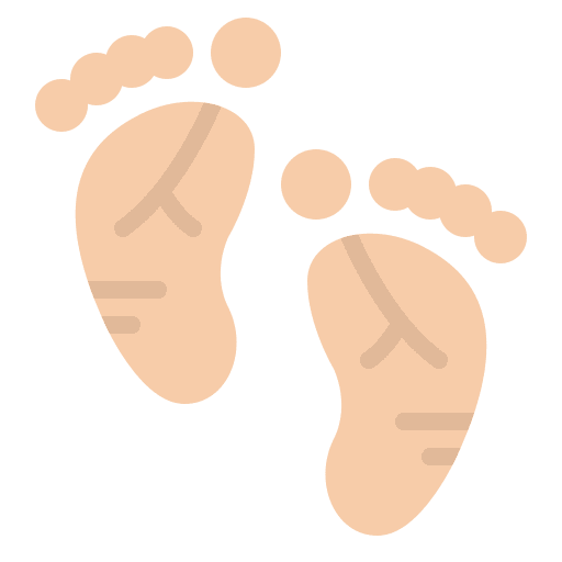 Footprint kid and baby feet baby icon