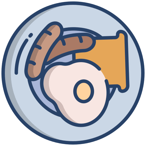 Breakfast food and restaurant fast food dish icon